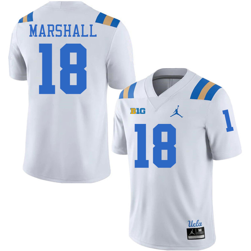 UCLA Bruins #18 Jadyn Marshall Big 10 Conference College Football Jerseys Stitched Sale-White